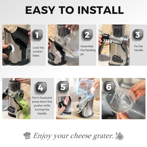 Rotary Cheese Grater with Handle - Vegetable Slicer & Food Chopper