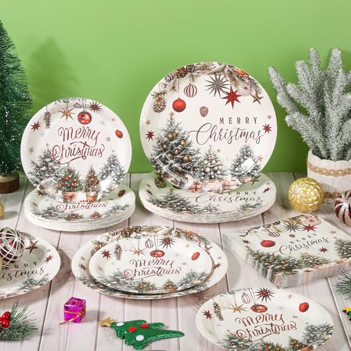 Retro Christmas Farmhouse Dinnerware Set for Holiday Party, Serves 50