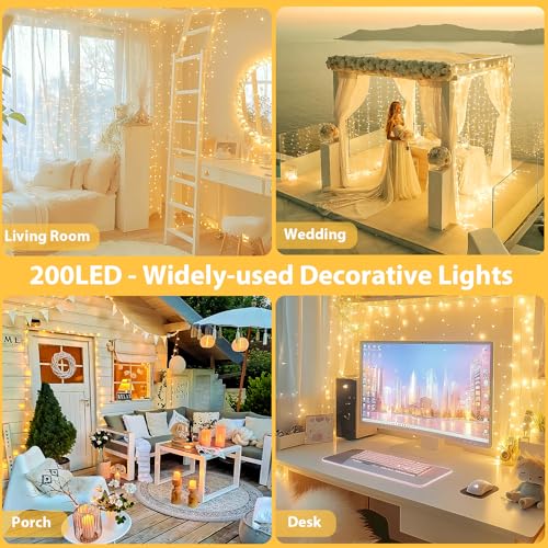 SANJICHA 66FT Warm White Connectable Outdoor Indoor Christmas String Lights - 200 LEDs