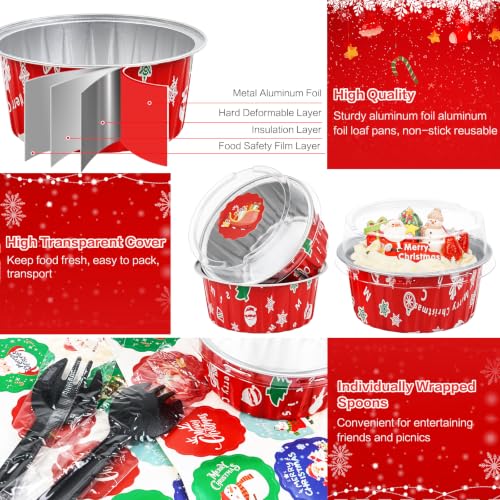Christmas Mini Cake Pans with Lids, 60Pack 5oz Round Muffin Tins Set - Snowman & Father Christmas Theme