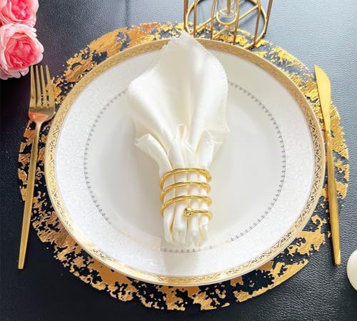 Black Gold Disposable Placemats 13 Inch - 100 Pack Metallic Foil Doilies for Christmas & Party Tables (Zulaniu)