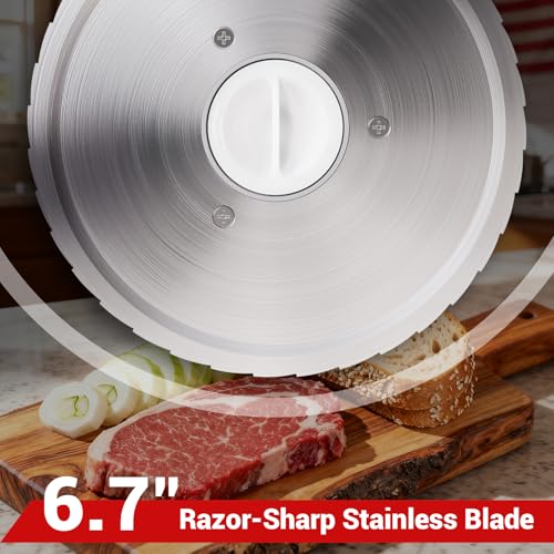 150W Foldable Meat Slicer Machine for Home Kitchen with 6.7-Inch Stainless Steel Blade - 10x9.3x8.3 Inches