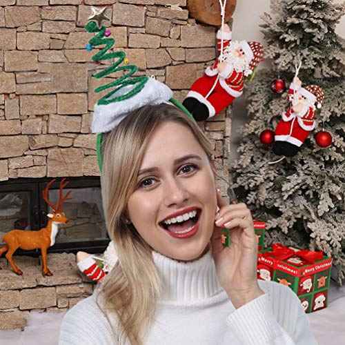 ADJOY Springy Christmas Tree Headband with Bells Star Headwear - One Size Fits Most