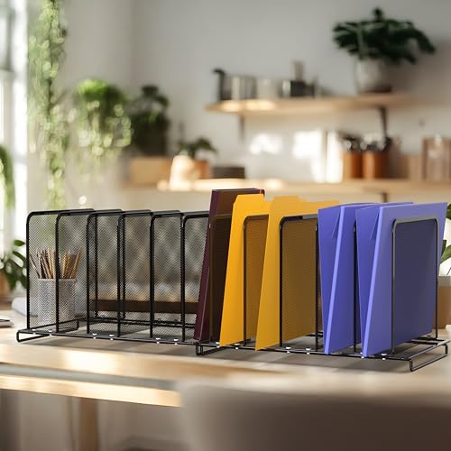 Simple Houseware 2 Pack 11-Section Upright File Organizer, Black | Office Desk Storage