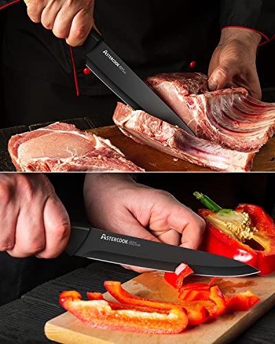 15-Piece Kitchen Knife Block Set with Sharpener - German Stainless Steel, Black