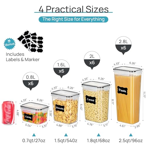 Vtopmart Black Airtight Food Storage Containers Set, 24 pcs with Lids