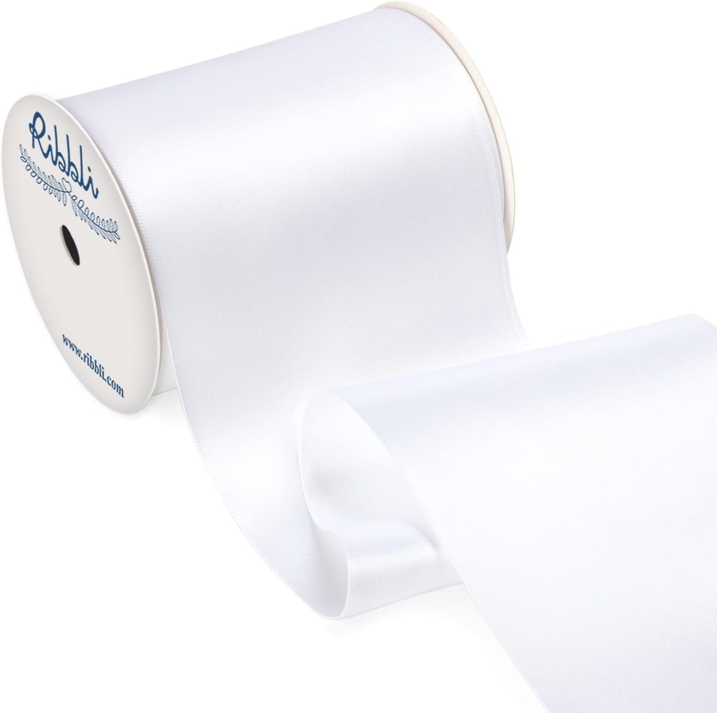 Ribbli White Satin Ribbon - 4 Inch Wide Double Faced Satin for Wedding Chair Sashes & Gift Wrapping | 10 Yards