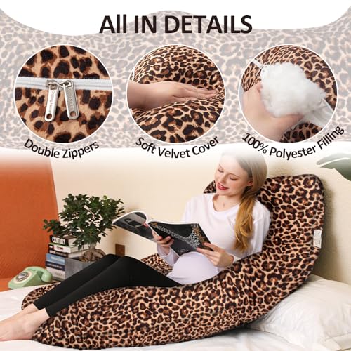 Pregnancy Pillow U Shape Full Body Maternity Pillow with Removable Cover - Leopard Velvet 58 Inch