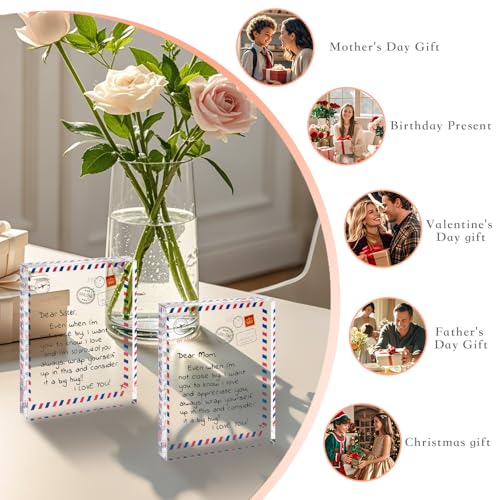 Poitvd Acr-sister Sister Gifts Acrylic Block Engraved Keepsake from Sister, Mother's Day & Christmas Gift (3.9 x 3.2 inches)