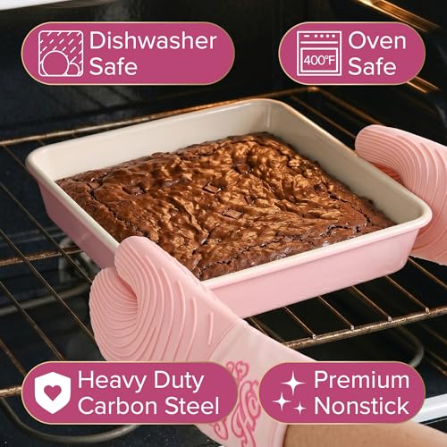 Paris Hilton 5-Piece Heart Pattern Bakeware Set - Pink Nonstick Pan Collection