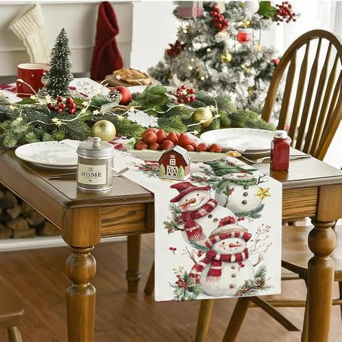 Baccessor Christmas Snowman Table Runner 13x90 Inches Winter Holiday Decor