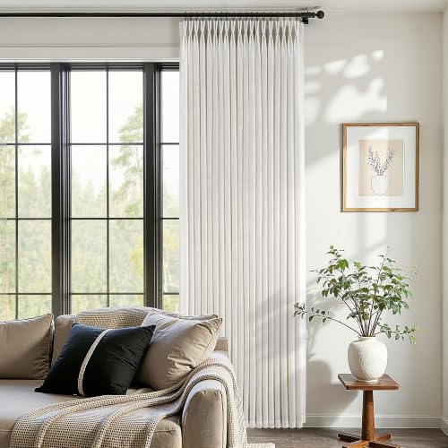 Natural Linen Pinch Pleated Curtains 112 Inch Long, 2 Panels - Pack of 2