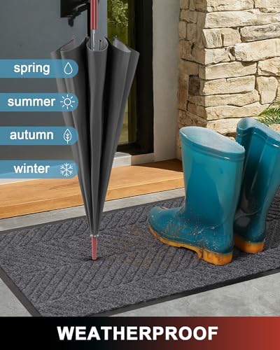 Dark Grey 5' x 7' Indoor Outdoor Heavy Duty Front Door Mat - Entryway Rug