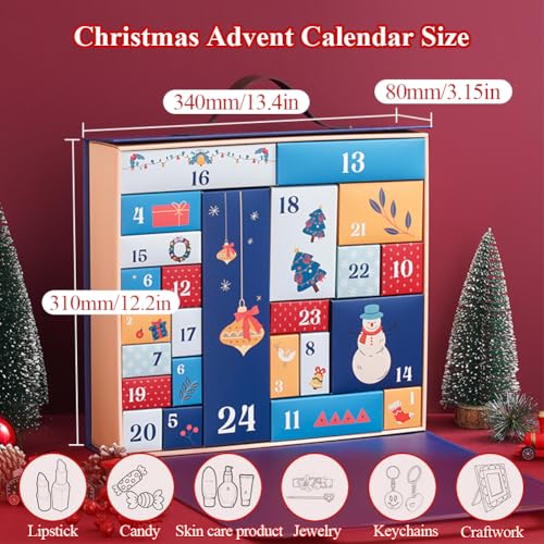 GKWW Blue DIY Advent Calendar with 24 Cardboard Boxes – Christmas Countdown Calendar