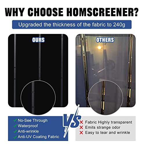 Black 6-Panel Room Divider 132-Inch Wide Folding Privacy Screen - HOMSCREENER