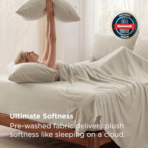 Bedsure Deep Pocket King Sheet Set - 6 Piece Ultra-Soft Linen / King