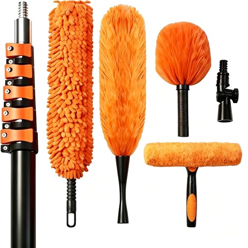 TONYINGO 5-24FT Telescoping Duster Kit with Extension Pole & Multi-Tool Set for High Ceilings