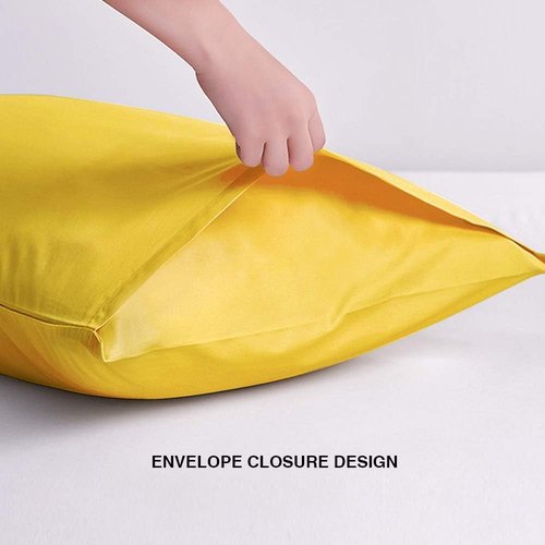 FLXXIE Pillow Cases - Soft Microfiber Queen Pillow Covers with Envelope Closure | 2-Piece Set, 20x30, Yellow