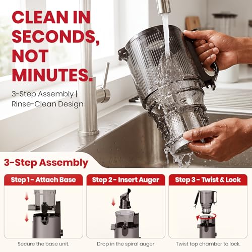 Laudlife 5.9-inch Wide Feed Chute Cold Press Juicer with 100oz Hopper, Easy Clean, BPA-Free