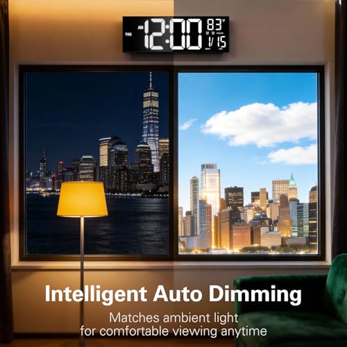 JALL 16-Inch Digital Wall Clock with RGB Colors & Bluetooth - Black