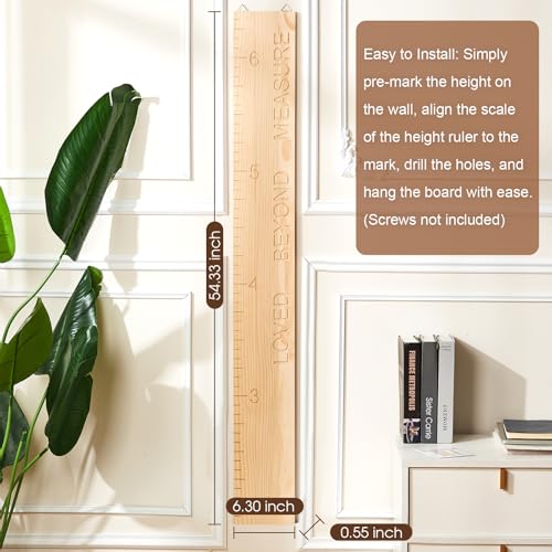 Kids Height Chart Wall Decor - Solid Wood Growth Measurement Board for Nursery