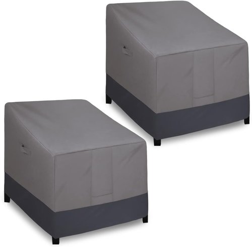 Easy-Going Waterproof Outdoor Chair Cover - Heavy Duty Windproof Furniture Protection | 2 Pack (33.5"Wx31.5"Dx36"H, Gray/Dark Gray)