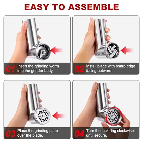 FavorKit Stainless Steel Food Grinder Attachment for KitchenAid Mixers