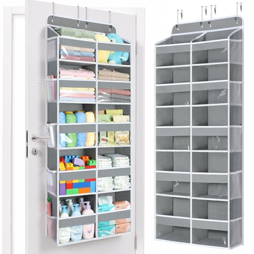 Grey 5-Tier Over The Door Organizer with 10 Compartments & Clear Window