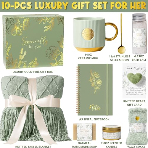 MAYICIVO Sage Green Self Care Gift Basket for Women Birthday & Get Well Soon