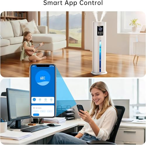 White Large Room 8L Smart Humidifier with App Control & Color Lights
