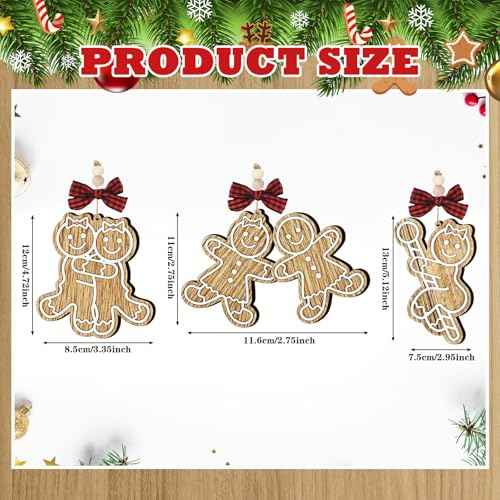3 Pcs Funny Christmas Ornaments Adult 2025 Gingerbread Man Wooden Naughty Dirty Christmas Tree Ornaments Inappropriate Dirty Gingerbread Xmas Ornament Unique White Elephant Funny Exchange Gag Gift
