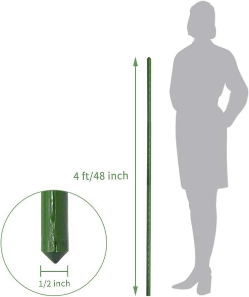 Growsun 4ft Metal Garden Stakes - Durable Plastic Coated Plant Supports for Tomatoes & Climbing Plants | 25 Pack
