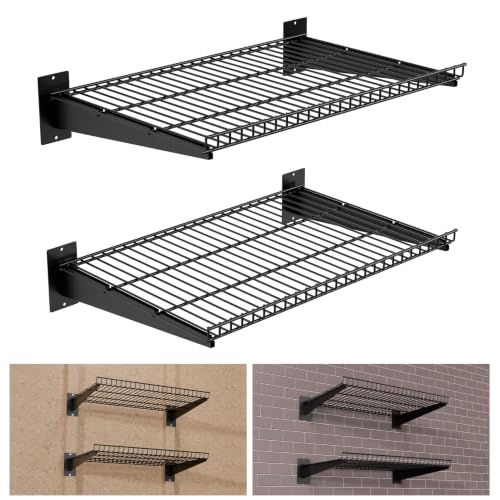 FOFARY 2-Pack Black Garage Wall Shelves 24x16.5 Inches Heavy Duty Storage