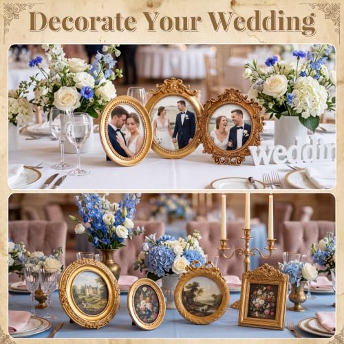 8 Pcs Mini Baroque Gold Frame Set for Wall & Tabletop Display – Kajaia (Variation: 8 / Baroque)