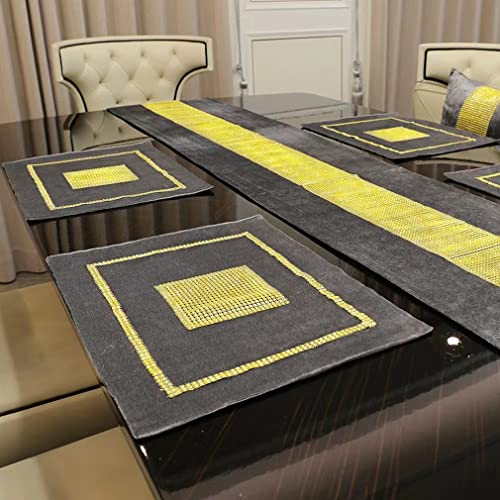 12x16 Antique Pack of 2: Gold Sequined Rhinestone Placemats, Wedding Table Mats