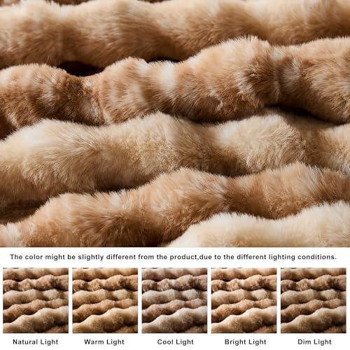WDCOZY Deer Fawn Animal Print Bubble Throw Blanket 50x60 Inches Luxury Faux Fur