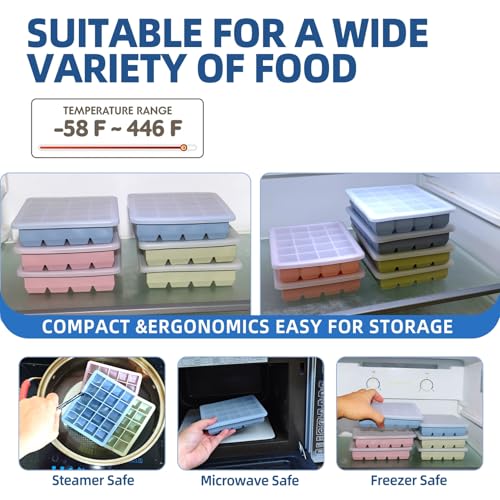 Multicolor 3 Pack Silicone Freezer Molds for Food Storage - Garlic, Herbs, Liquids