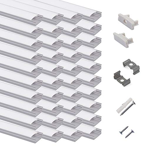 40-Pack 3.3ft U-Shaped LED Aluminum Channel System with Milky Diffuse Cover & Accessories