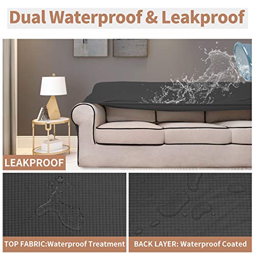 Waterproof Couch Cover for 3 Cushion Oversized Sofa - Dark Gray
