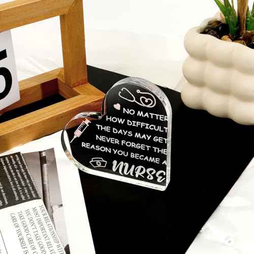 Nurse Gifts for Women Nurse Week Gifts Nurse Christmas Gifts Nurse Appreciation Gifts Acrylic Heart Sign Nurse Graduation Gift Nurse Practitioner Gifts for Women Nurse Graduation Decorations Desk Decor