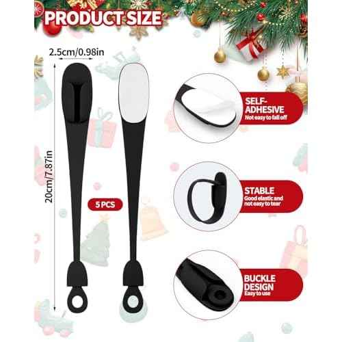 5 PCS Christmas Garland Hanger for Mantle Garland Hooks, Christma Wreath Ties, Fireplace Stocking Holder, Silicone Adhesive Wreath Hooks for Fireplace Mantle (Black)