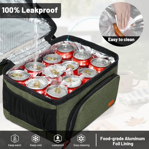 Men's Insulated Lunch Bag with Dual Compartments - Army Green, MIER Variation