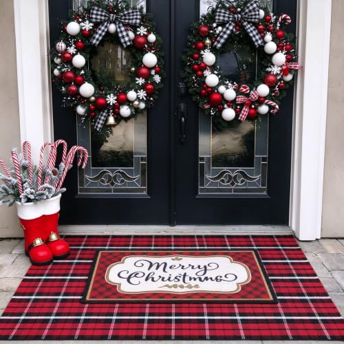 Buffalo Plaid Outdoor Rug, 3' x 5' Christmas Red & Black Check