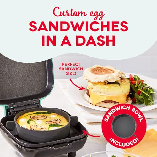 Aqua Dash Deluxe Egg Bite Maker with 1 Large & 4 Mini Silicone Cups - Electric Breakfast & Snack Maker