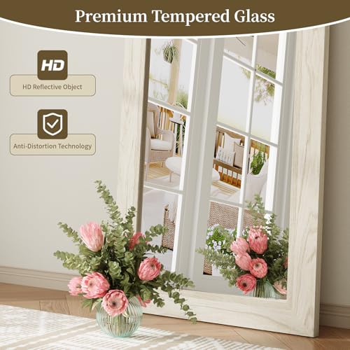 Syndra 56x20'' Modern Full Length Mirror Grey White Oak Wood Frame Wall & Floor Use