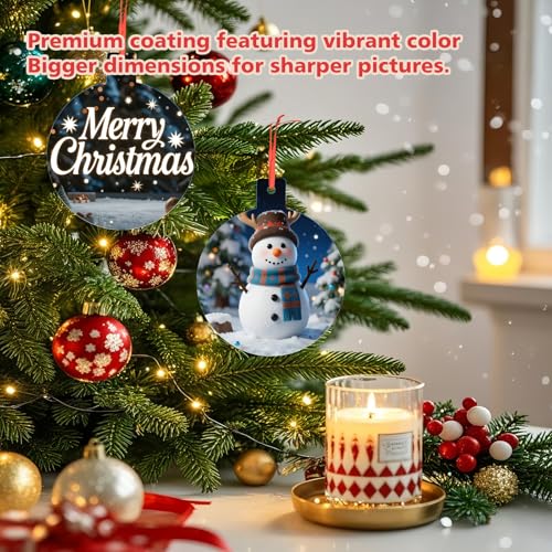 4 Inch Sublimation Ornament Blanks, 50 PCS – White Metal Round Decorations, 1mm Thick, Double-Sided Sublimation, Aulsetch