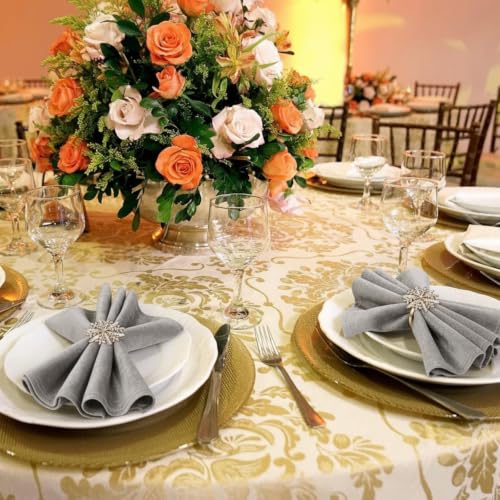 Remerry 36 Pcs Christmas Snowflake Napkin Rings Gold Rhinestone Holders - 4.3 cm