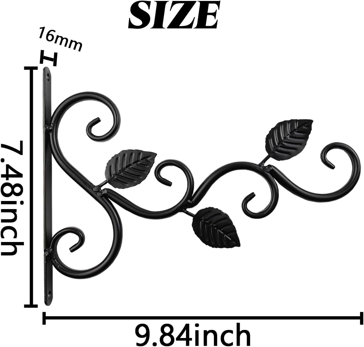 TIHOOD Wall Hook Plant Brackets - Durable Metal Iron Hangers for Outdoor Decor | Black, 2PCS