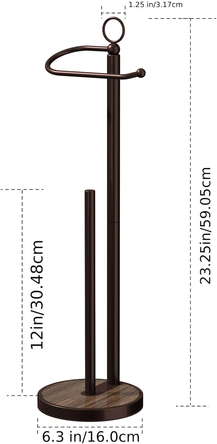 Skiennix Free Standing Toilet Paper Holder - Space-Saving Design with Storage for 4 Rolls - Black & Bronze