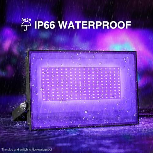 100W LED Black Light Flood Light for Glow Party - 2 Pack, Waterproof, Outdoor & Indoor Use